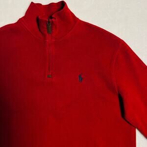 Ralph Lauren Polo 1/4 Zip Pullover Men's M Classic Red Sweater Casual Staple